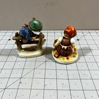 2 Hummel Figurines; Girl with chicks  and Boy with goose