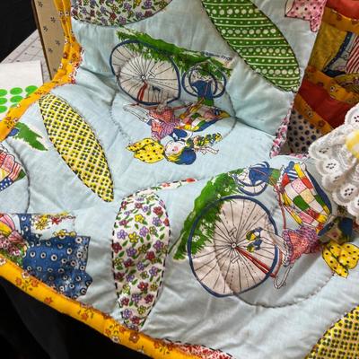 3 Vintage Baby Quilts; Raggedy Ann, Holly Hobby, Plus