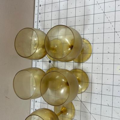 5 Amber Wine Glasses