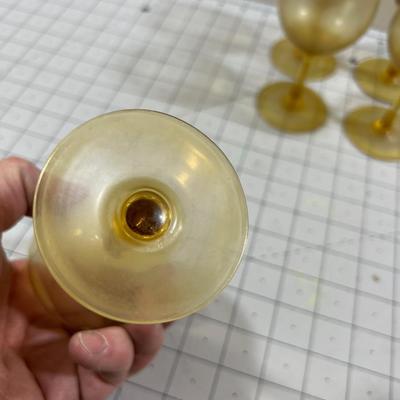 5 Amber Wine Glasses