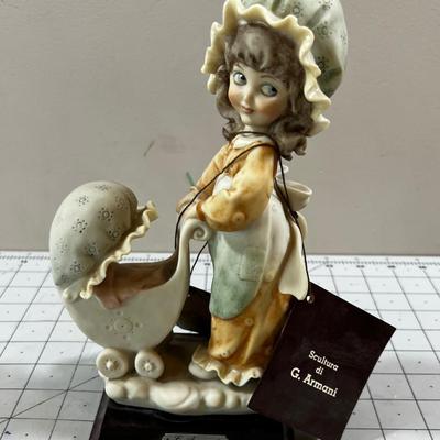 Giuseppe Armani Florence Figurine, "Young Person and baby carriage " 