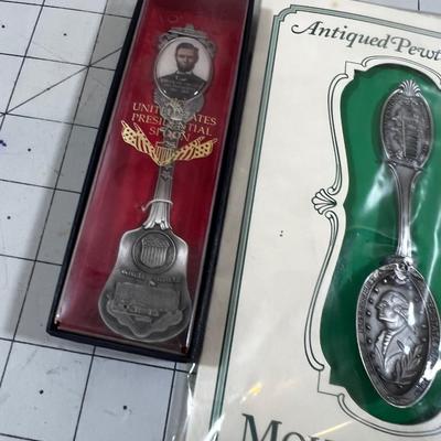4 Collectible Pewter Spoons in Original Boxes