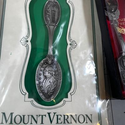 4 Collectible Pewter Spoons in Original Boxes