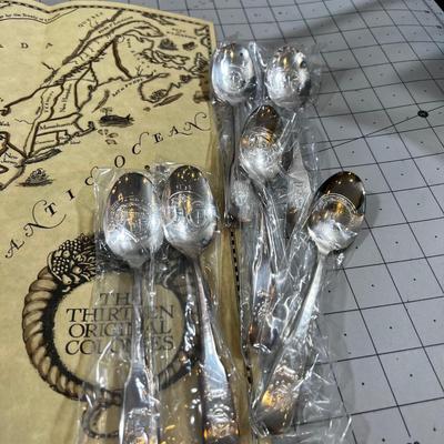 NEW Display Board and 13 Original Colonies Spoon Collection