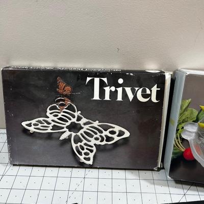 New Serving ware: Platter, Trivet, Candle Sticks