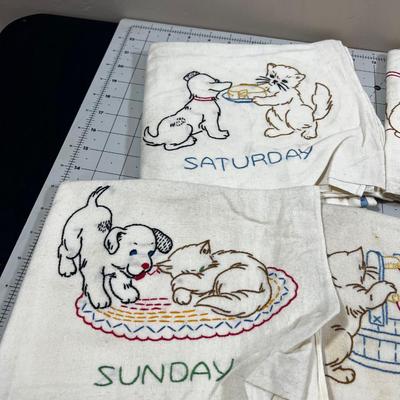 Days of the Week Embroidered Dish Towels 