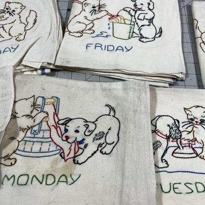 Days of the Week Embroidered Dish Towels 