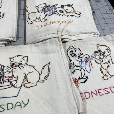 Days of the Week Embroidered Dish Towels 
