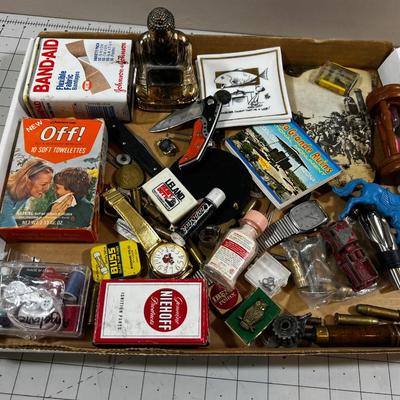 Tray of Junk Drawer Clean Out: Knives, watches, bullets and such
