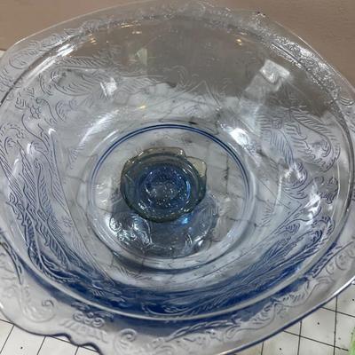 Collection of Colored Glass: Bowls, Plates and Vase