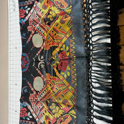 Piano Scarf Black, Gold And Red. Pretty, Almost New