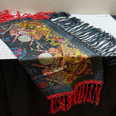 Piano Scarf Black, Gold And Red. Pretty, Almost New