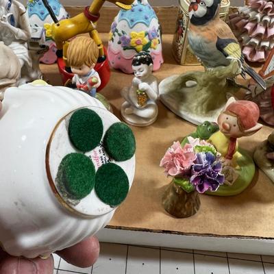 Tray of Figurines: Birds, Babies and Bells 