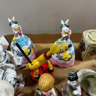 Tray of Figurines: Birds, Babies and Bells 