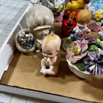 Tray of Figurines: Birds, Babies and Bells 