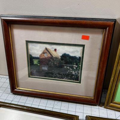 Prints Framed (4) Cottages & Cowboy & Paint by Number. 