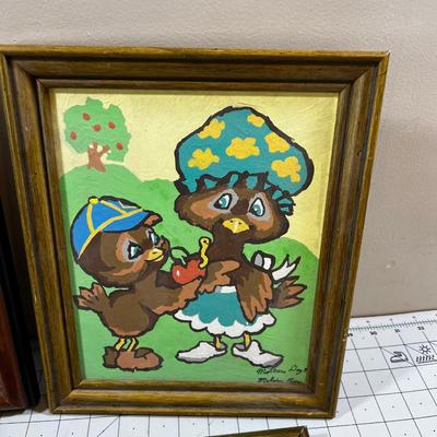 Prints Framed (4) Cottages & Cowboy & Paint by Number. 