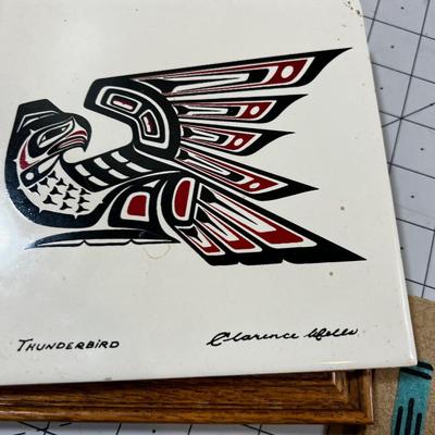 Native American Themed: Trivets, Tiles, Pictures in Sand Paintings 