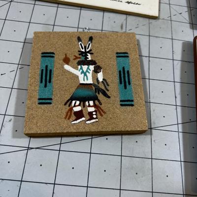 Native American Themed: Trivets, Tiles, Pictures in Sand Paintings 