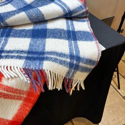 Red White and Blue Woven Throw Vintage 
