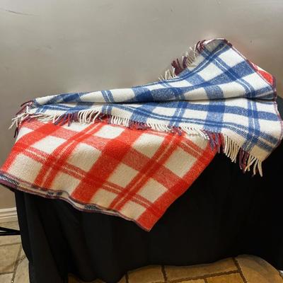 Red White and Blue Woven Throw Vintage 