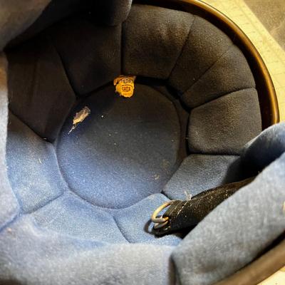 2 Black & White Vintage Motorcycle Helmets 
