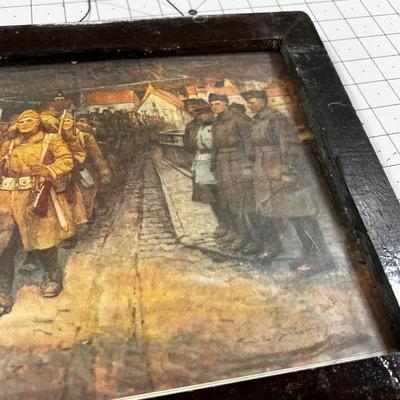 Antique Print of Soldiers Marching off to WWI 