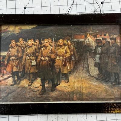 Antique Print of Soldiers Marching off to WWI 