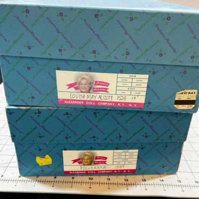Madam Alexander Dolls (2) 13" Tall Polly Ana and Louisa May Alcott  NEW in the box. 