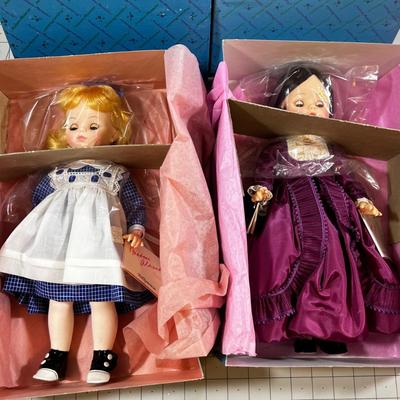 Madam Alexander Dolls (2) 13" Tall Polly Ana and Louisa May Alcott  NEW in the box. 