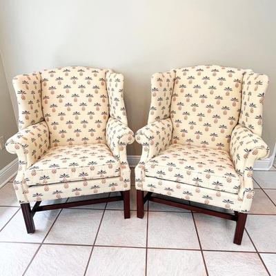 LANE ~ Hickory Tavern ~ Pair (2) ~ Pineapple Wingback Chairs
