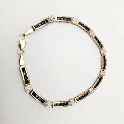 Lot #202J  14kt Yellow Gold Bracelet set with small Sapphires and Diamonds