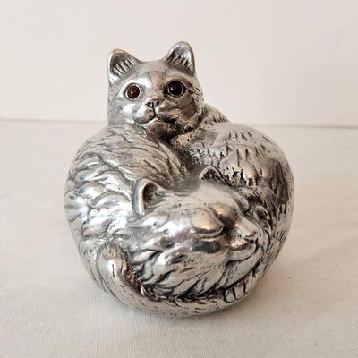 Lot #200 Retired ARTHUR COURT Pewter-finish Cat Paperweight