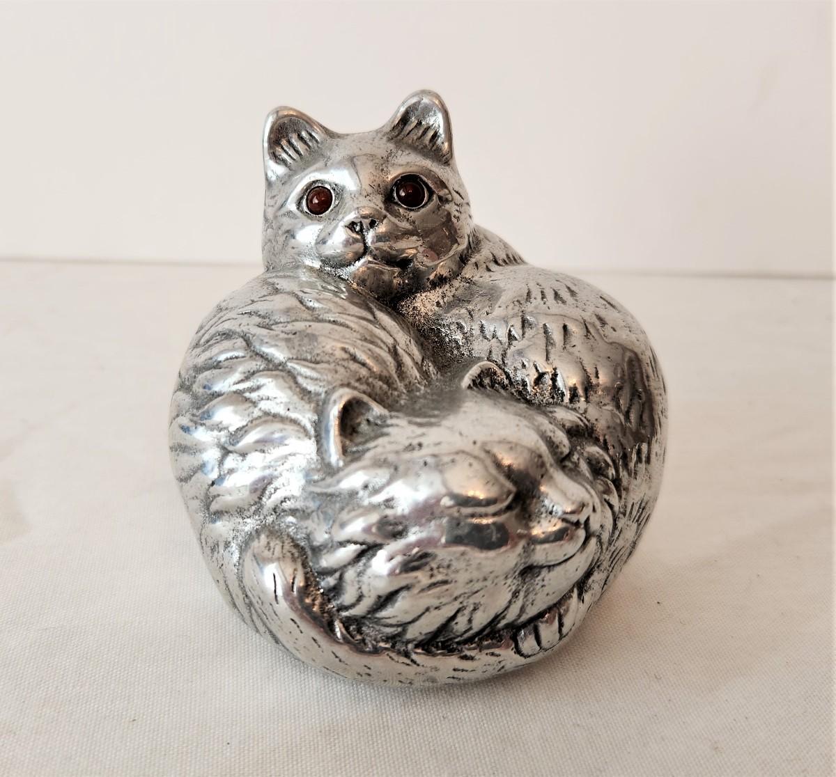 Lot #200 Retired ARTHUR COURT Pewter-finish Cat Paperweight ...