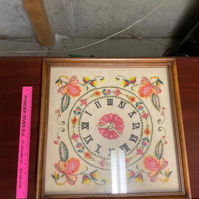 Vintage Crewel Clock.