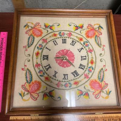 Vintage Crewel Clock.