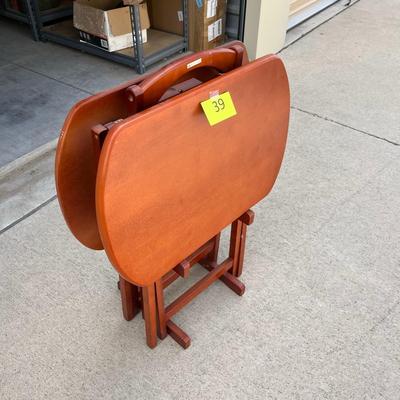 Set of folding tables with stand