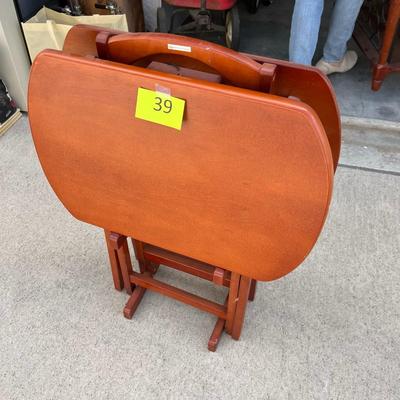 Set of folding tables with stand
