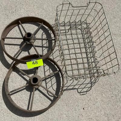 Metal Basket & Iron Wheels