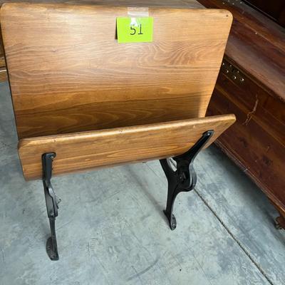 Antique School Desk Cast Iron Wood