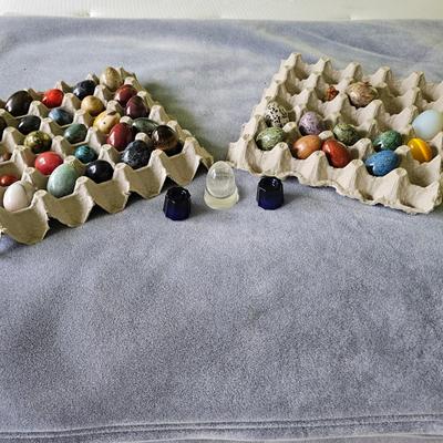 Collection of Small Semi-Precious Stone Eggs  (1BR3-JS)