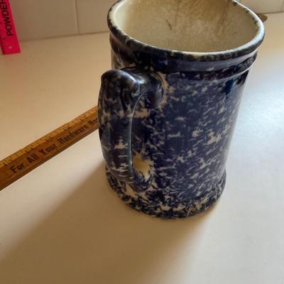 19th Century Blue and White Spongeware Pitcher