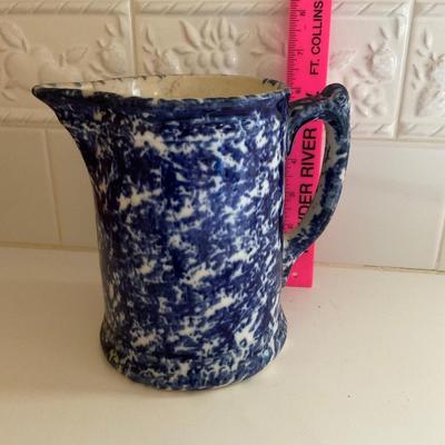 19th Century Blue and White Spongeware Pitcher