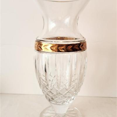 Lot #204  Pretty LENOX Crystal Vase - Gold trim