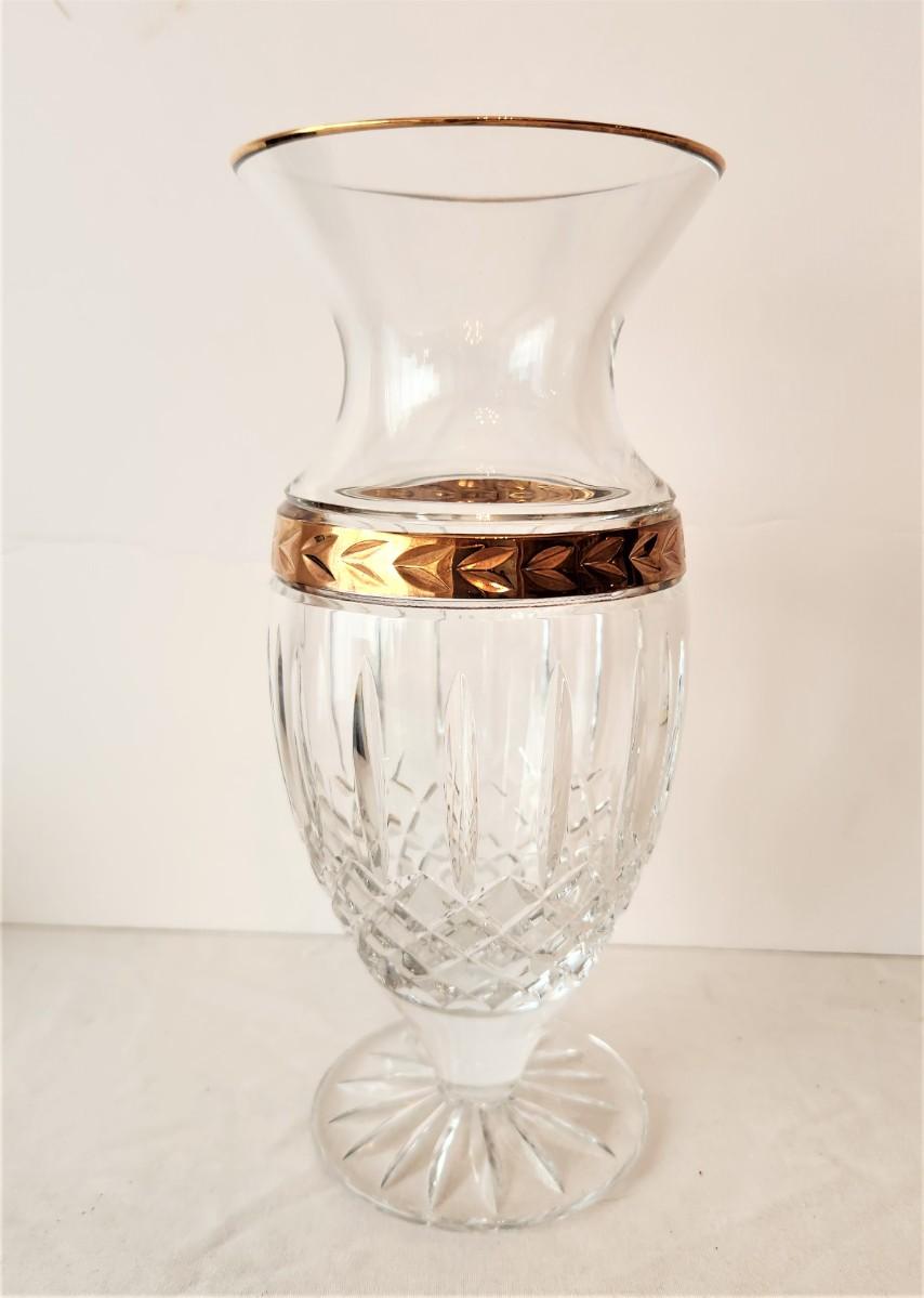 Lot 204 Pretty LENOX Crystal Vase Gold trim