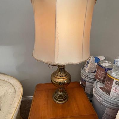 Two Antique Brass Bottom Lamps from 