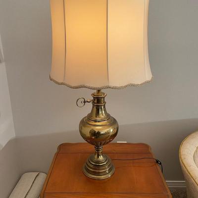 Two Antique Brass Bottom Lamps from 