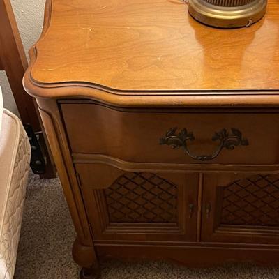 Two Gorgeous Bassett Versailles End Tables with Metal Cross Stitch Pattern
