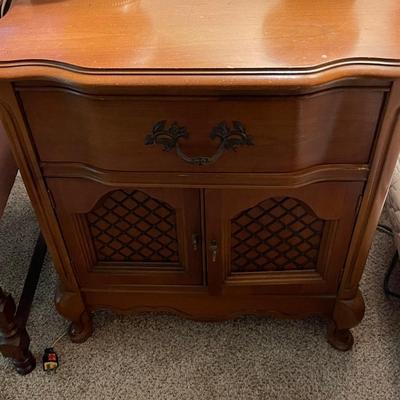 Two Gorgeous Bassett Versailles End Tables with Metal Cross Stitch Pattern