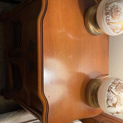 Two Gorgeous Bassett Versailles End Tables with Metal Cross Stitch Pattern